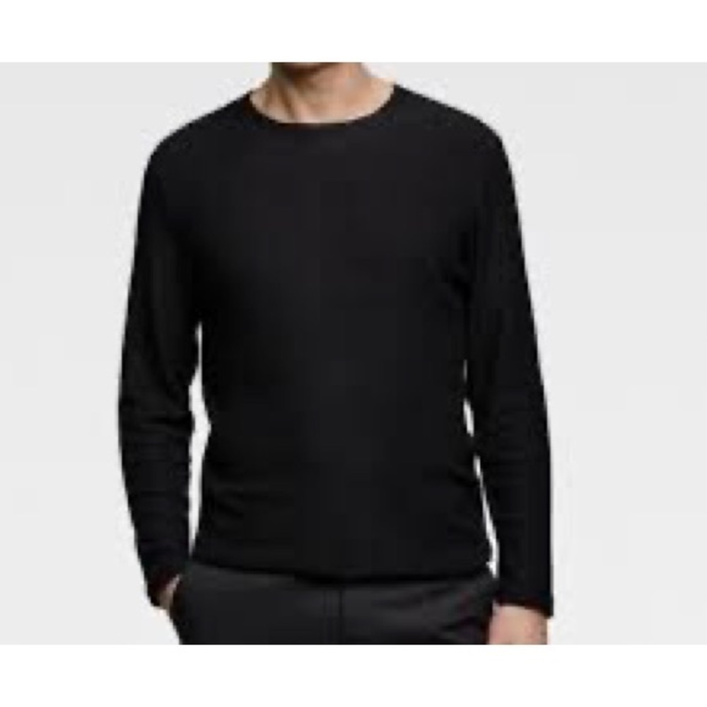 Zara Man Textured Crew Neck Sweater Black Silk Blend Lightweight XL Date Night